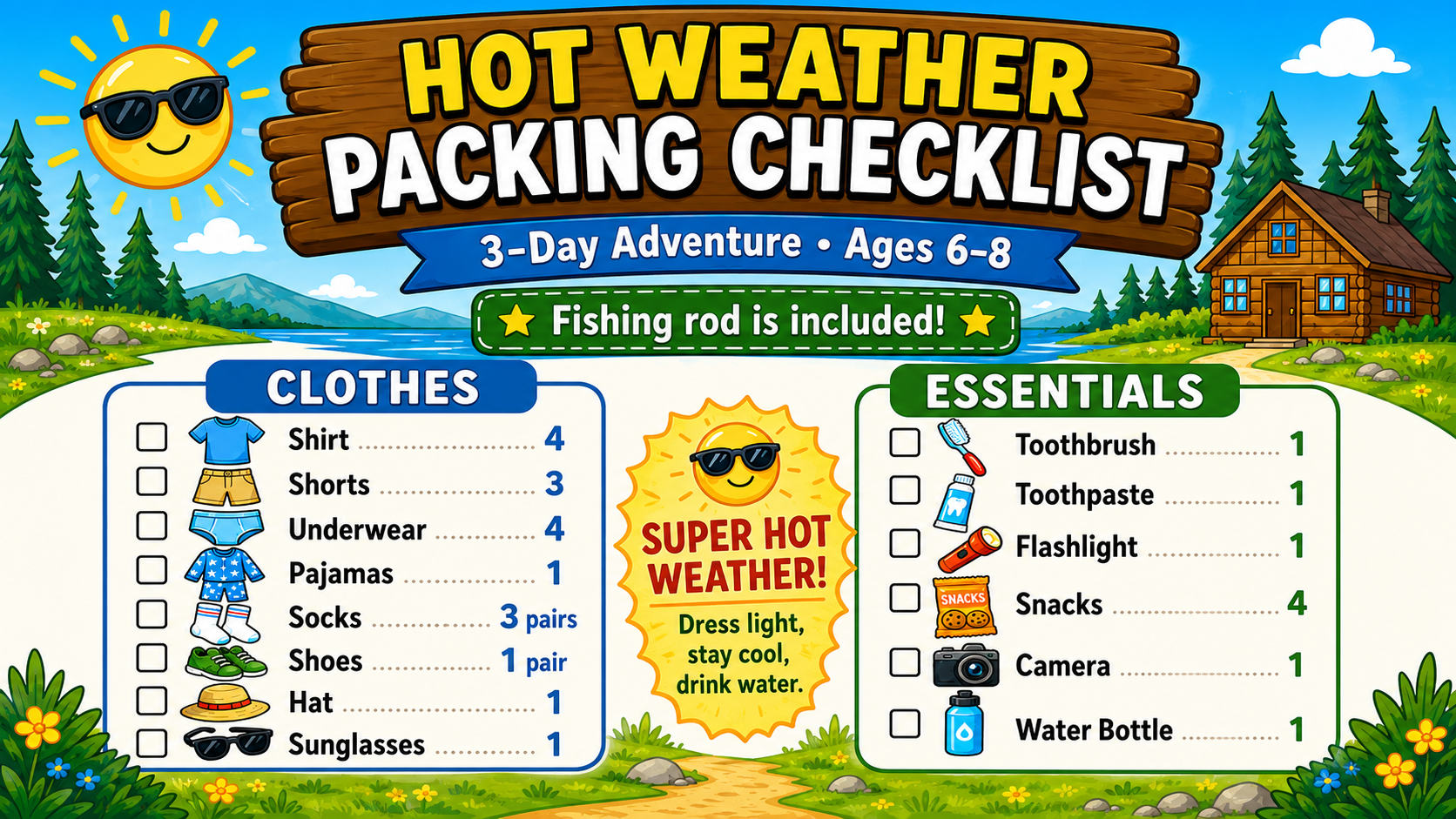Hot Weather Packing Checklist