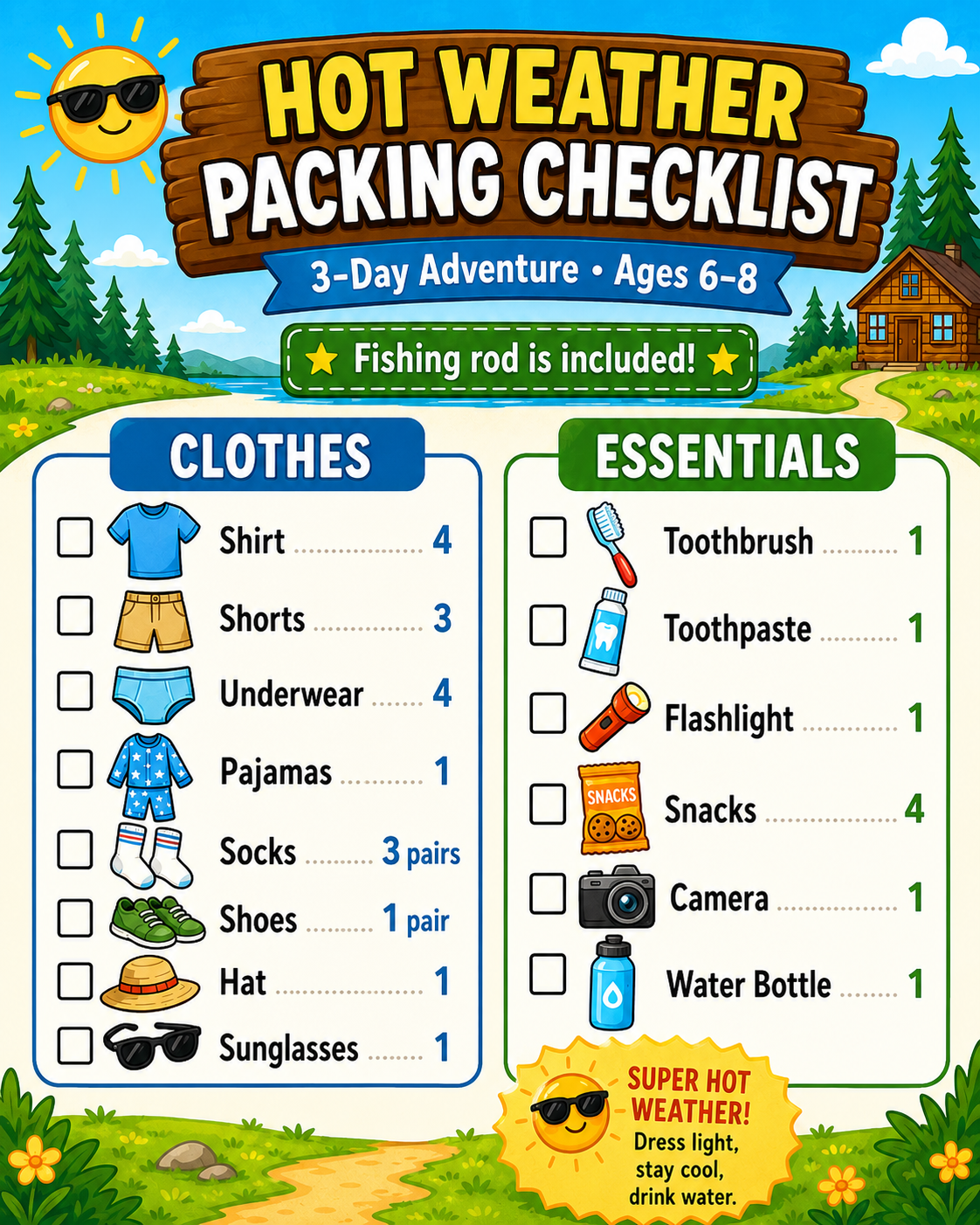 Hot Weather Packing Checklist